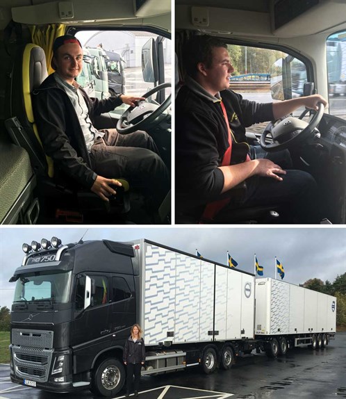 Transportuddannelser-transporttalenter-Mathias-Christophersen-Emil-Larsen-Vikcy-Obel-Volvo-Trucks-Democenter